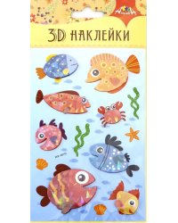 Наклейки 3D из бумаги, 9,5х18,5 см, "Рыбки"