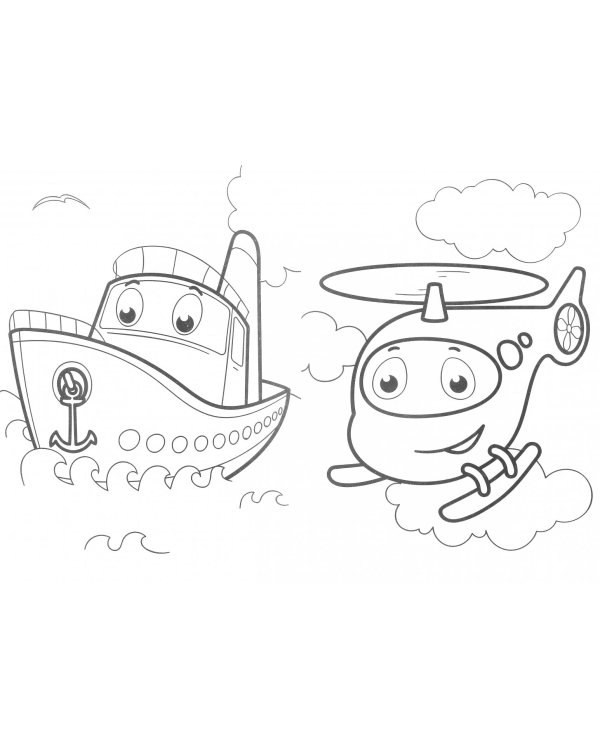 Раскраска "Едем, летим, плывем"