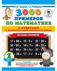 Математика. 2 класс. Все виды примеров с ответами и методическими рекомендациями. 3000 примеров