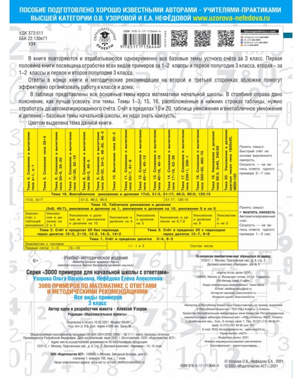 Математика. 3 класс. Все виды примеров с ответами и методическими рекомендациями