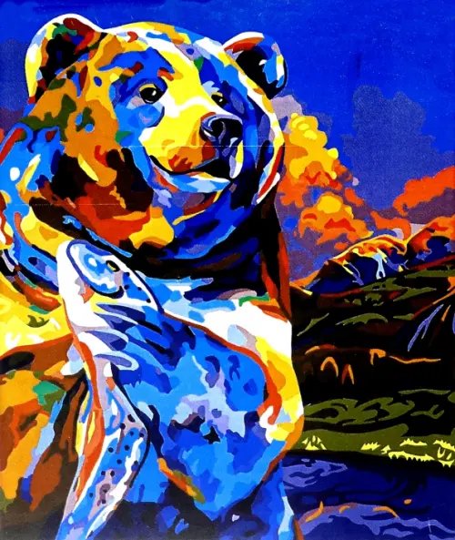 Набор для рисования по номерам. Мишкин улов Набор для рисования по номерам. Мишкин улов