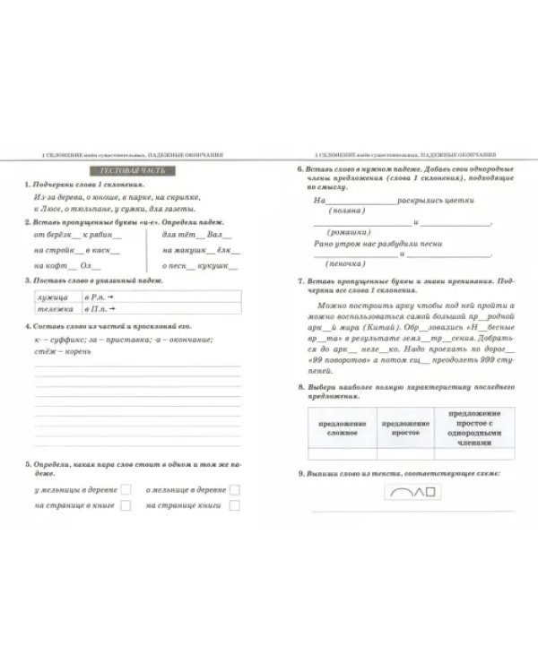 Русский язык. 4 класс. Тематическая аттестация уровня знаний ученика