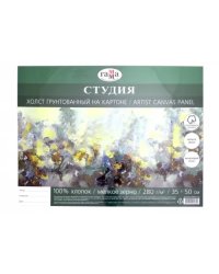 Холст на картоне "Студия", 35x50 см, 100% хлопок, мелкое зерно