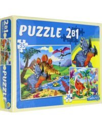 Макси-пазлы 2 в 1. Мир динозавров, 24 и 35 элементов