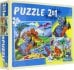 Макси-пазлы 2 в 1. Мир динозавров, 24 и 35 элементов