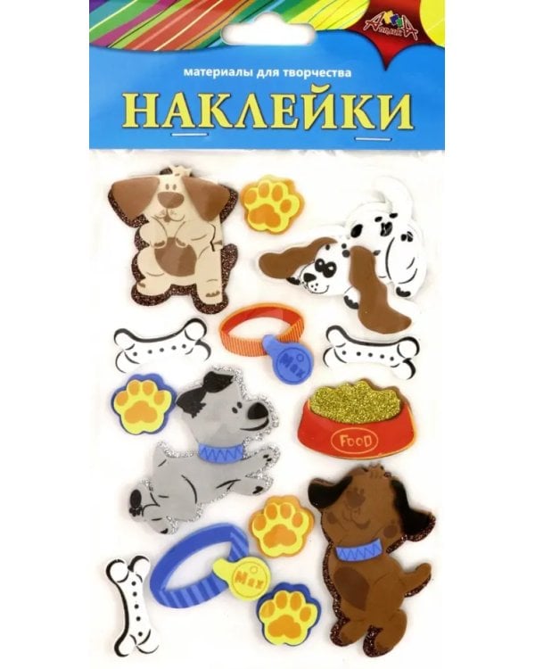 Наклейки 3D из мягкого пластика, "Домашние любимцы. Ассорти"