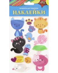 Наклейки 3D из мягкого пластика, "Забавные котята. Ассорти"
