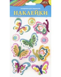 Наклейки 3D из мягкого пластика, "Цветочки и бабочки 2. Ассорти"