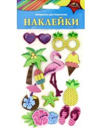 Наклейки 3D из мягкого пластика, "Яркие тропики. Ассорти"