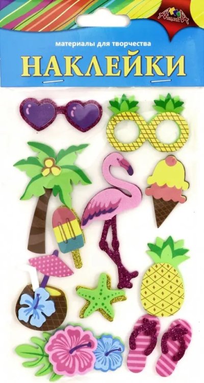 Наклейки 3D из мягкого пластика, "Яркие тропики. Ассорти" Наклейки 3D из мягкого пластика, "Яркие тропики. Ассорти"