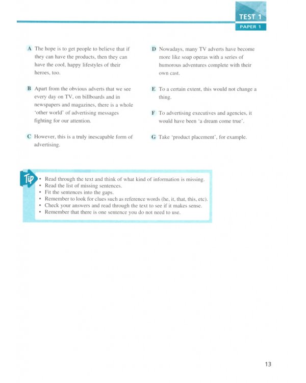 FCE Practice Exam Papers 1 for the Cambridge English First FCE / FCE (fs) Examination