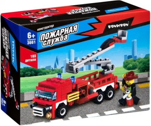 Конструктор. Пожарная Служба. Пожарная машина, 103 детали Конструктор. Пожарная Служба. Пожарная машина, 103 детали