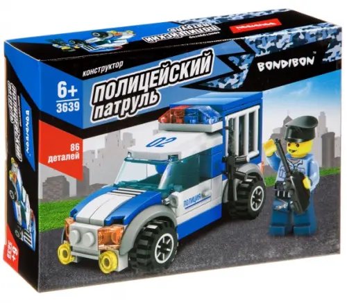 Конструктор. Полицейский патруль. Машина, 86 деталей Конструктор. Полицейский патруль. Машина, 86 деталей
