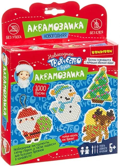 Новогодняя аквамозаика с Буки, 1000 бусин