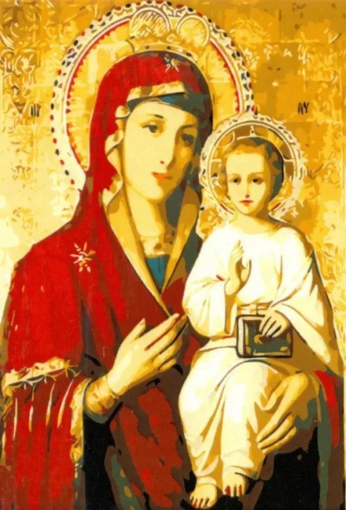 Холст с красками "Палитра. Рисование по номерам. Икона Богородицы", 30х40 см