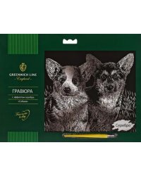 Гравюра с эффектом серебра Собаки