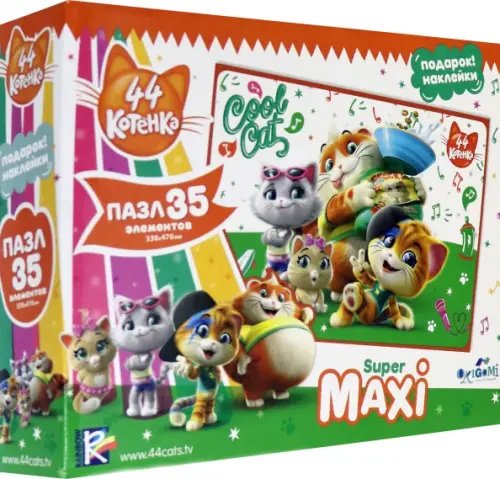 Пазл-maxi + наклейки. 44Cats. Крутые котята, 35 элементов Пазл-maxi + наклейки. 44Cats. Крутые котята, 35 элементов