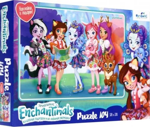 Пазл + наклейки. Enchantimals. Лесная прогулка, 104 элемента