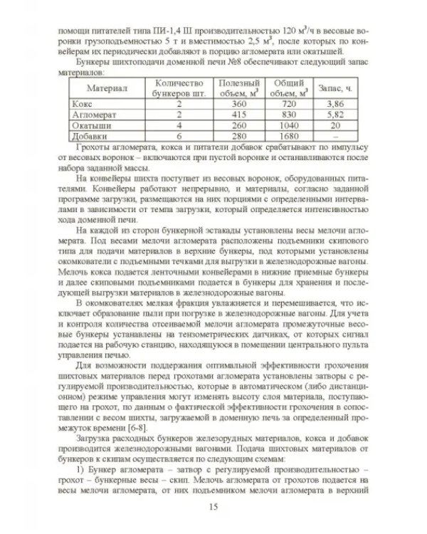 Технология и оборудование подготовки подачи и загрузки шихтовых материалов в доменную печь