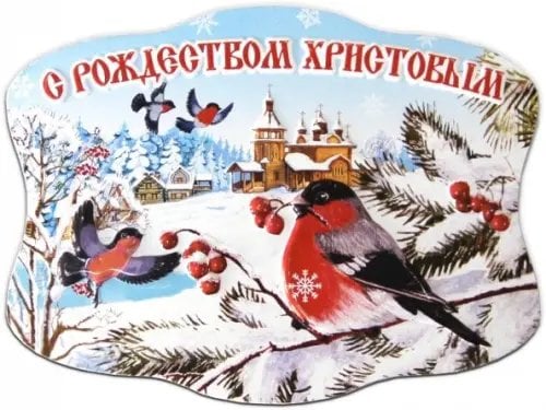 Магнит объемный &quot;С Рождеством Христовым&quot;, 75х100 см