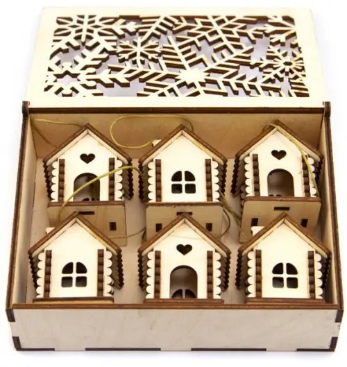 Подвески деревянные Домики, 6 штук Подвески деревянные Домики, 6 штук
