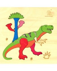 Деревянная фигурная пазл-рамка. Динозавр