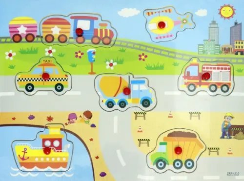 Деревянная рамка-вкладыш. Городской транспорт