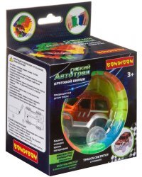 Гибкий автотрек со светящейся трассой и машинкой. Круговой вираж