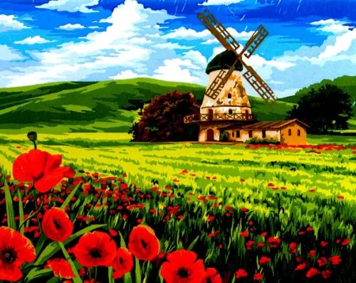 Набор для рисования по номерам. на холсте. Поля Швейцарии, 50х40 см Набор для рисования по номерам. на холсте. Поля Швейцарии, 50х40 см