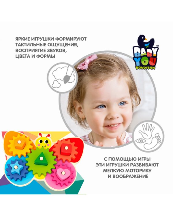 Игрушка с шестеренками и фигурами. Бабочка