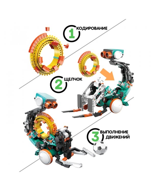Французские опыты. Науки с Буки. Механический кодируемый робот 5 в 1