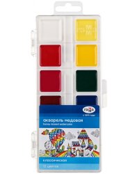 Акварель медовая &quot;Классическая&quot;, 12 цветов, без кисти