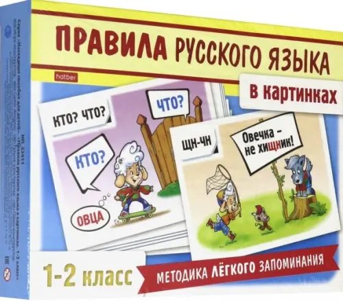 Правила русского языка в картинках. 1-2 классы. 24 карточки