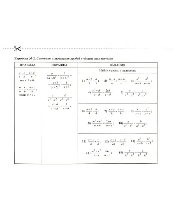 Алгебра. 8-9 классы. Карточки для коррекции знаний