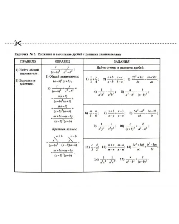 Алгебра. 8-9 классы. Карточки для коррекции знаний