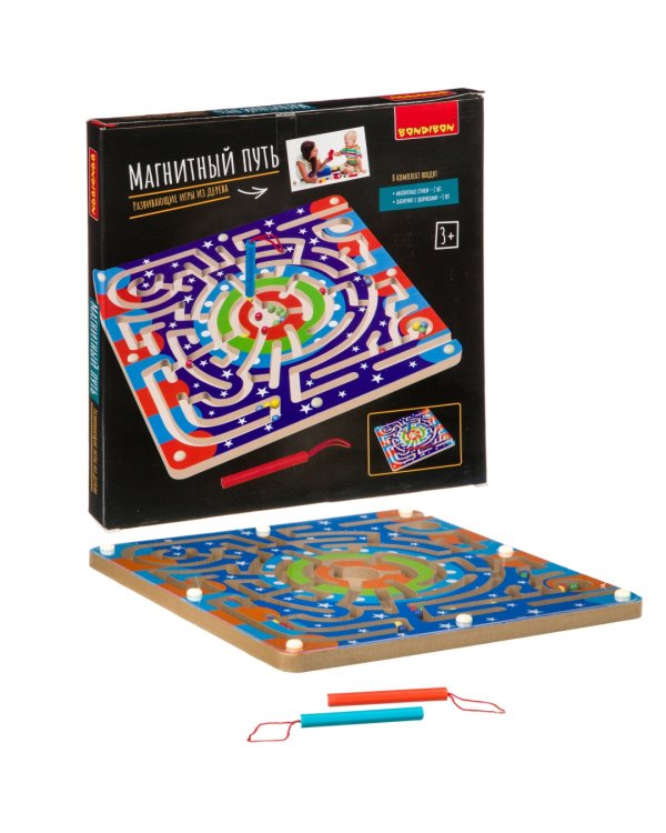 Развивающие игры из дерева. Головоломка. Магнитный путь