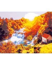 Холст с красками. Рисование по номерам. Домик в живописном месте, 30х40 см