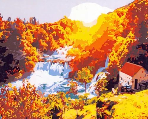 Холст с красками. Рисование по номерам. Домик в живописном месте, 30х40 см Холст с красками. Рисование по номерам. Домик в живописном месте, 30х40 см