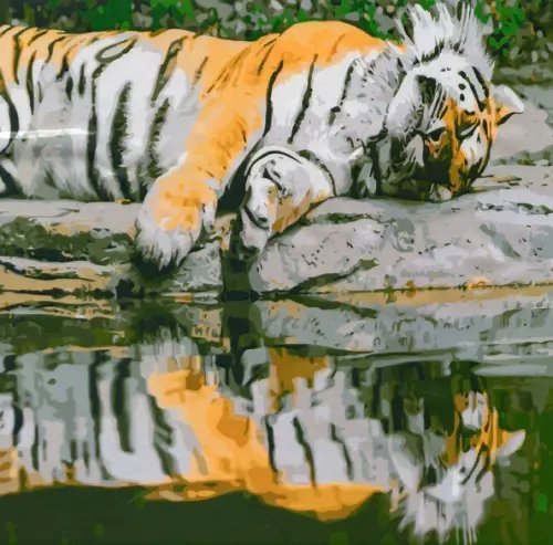 Холст с красками "Рисование по номерам. Тигр у воды", 40х50 см Холст с красками "Рисование по номерам. Тигр у воды", 40х50 см