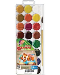 Акварель медовая &quot;ZOO&quot;, 24 цвета, с кистью
