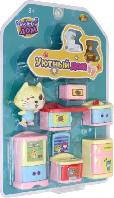 Набор мини-мебели. Уютный дом. Кухня, с голубым котиком Набор мини-мебели. Уютный дом. Кухня, с голубым котиком