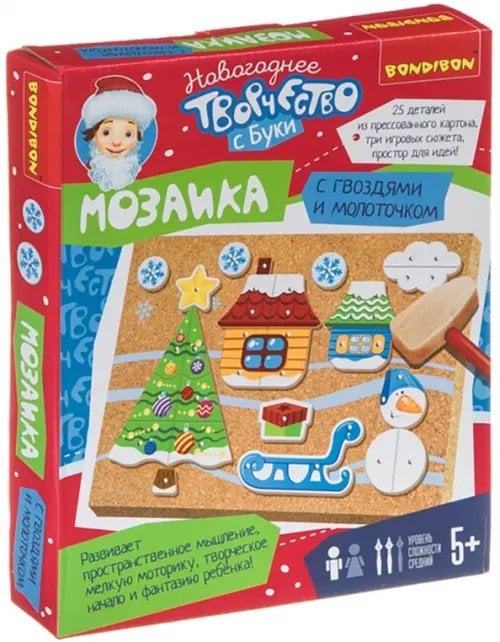 Мозаика с гвоздями и молоточком