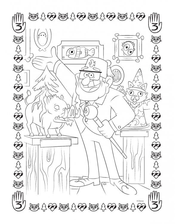 Гравити Фолз. Раскраска № 4 (Диппер с книжкой)