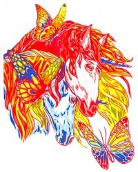 Рисование по номерам. Лошади и бабочки