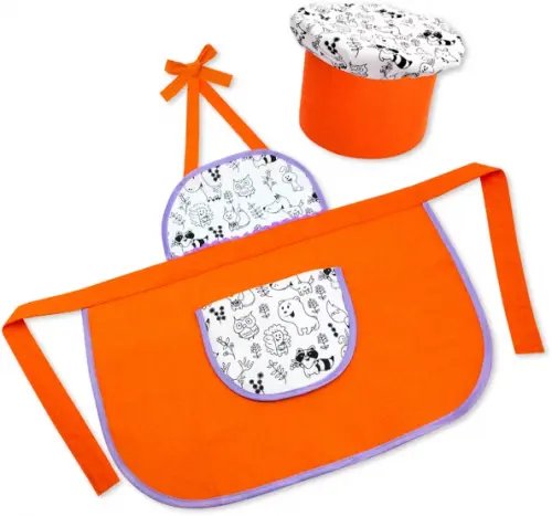 Набор для сюжетных игр. Поварской колпак и фартук. Оранжевый Набор для сюжетных игр. Поварской колпак и фартук. Оранжевый