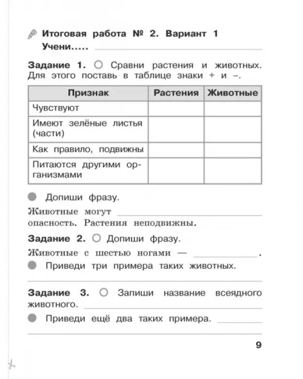Окружающий мир. 1 класс. Итоговые работы