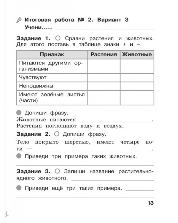 Окружающий мир. 1 класс. Итоговые работы