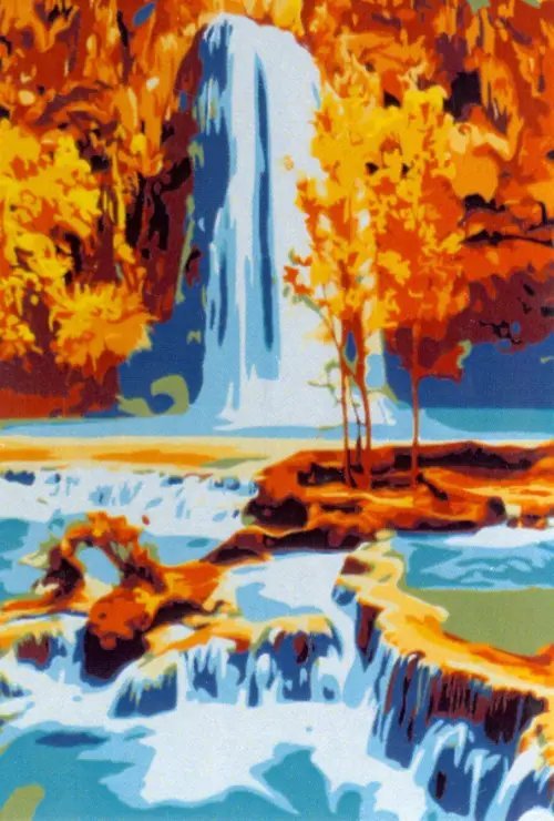 Холст с красками. Рисование по номерам. Водопад в лесу, 22х30 см Холст с красками. Рисование по номерам. Водопад в лесу, 22х30 см