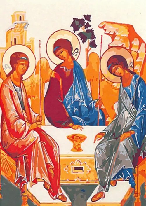 Холст с красками. Рисование по номерам. Икона "Святая Троица", 30х40 см
