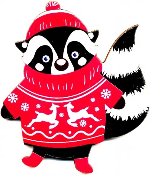 Магнит деревянный "Енот в свитере", 60х70 мм Магнит деревянный "Енот в свитере", 60х70 мм